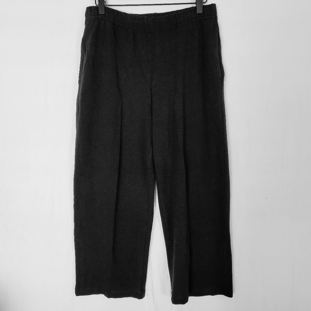 BRYN WALKER Black Wide Leg Pants Size M Bamboo Cotton Granola Comfort Boho Lagen
